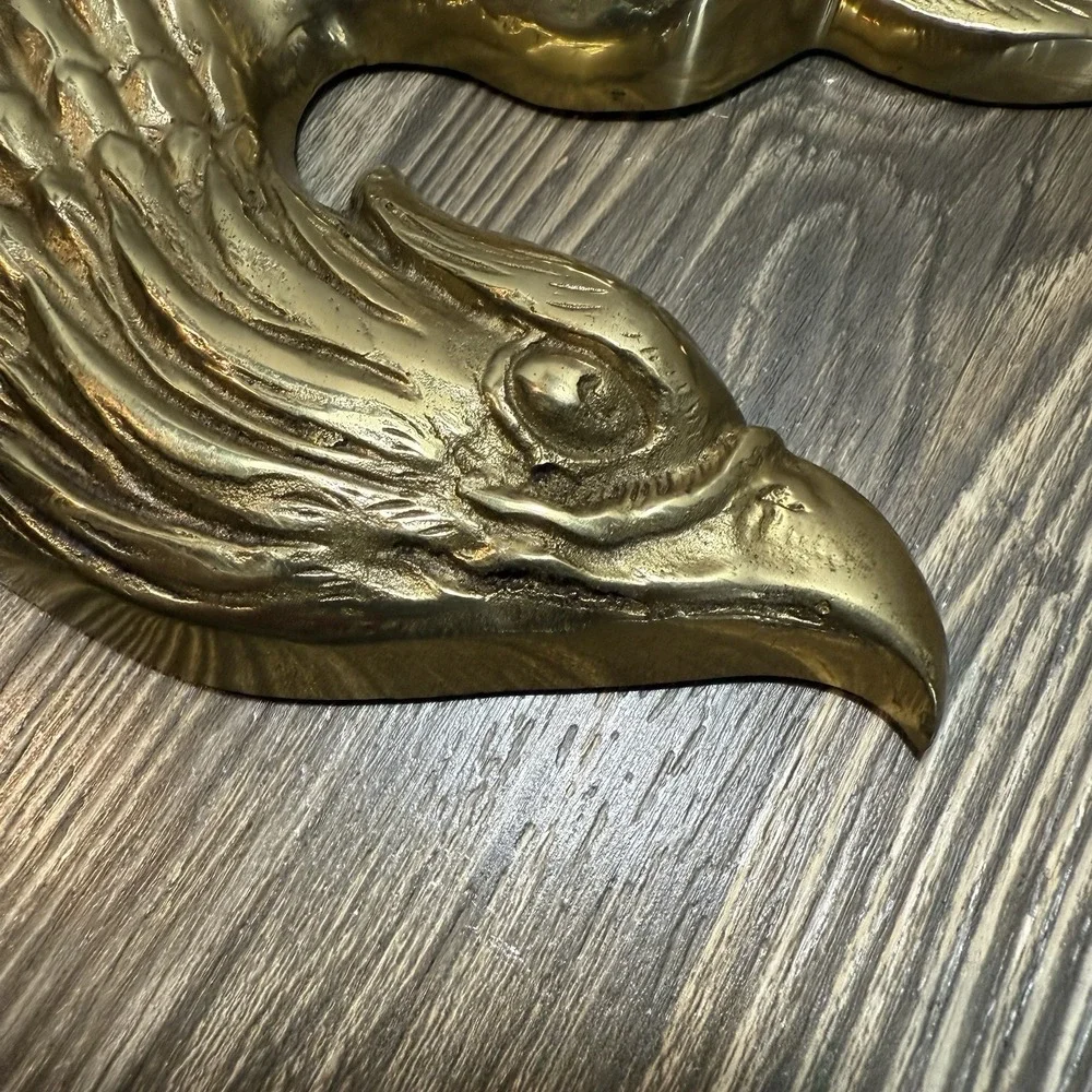 Patriotic Brass Eagle Swooping‎ Wall Hanging Plaque Mid Century 16